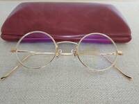 新品未使用 極希少品 水島眼鏡 MIS JAPAN 18k イエローゴールド 眼鏡フレーム ラウンド 42□22-138