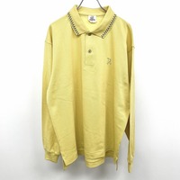 プロギア PRGR PROGEAR GOLF ゴルフ ポロシャツ 鹿の子 ゴルファーの刺繍 長袖 日本製 綿×ポリ LL XL イエロー系×グレー 黄色系 メンズ