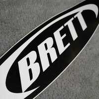 新品未使用正規品本物BRETT限定オーバルロゴステッカーby manta　横約19.4cm 縦約4.7cm　ブラック/ホワイト　送料￥84～