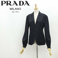 美品 イタリア製◆PRADA: プラダ ストレッチ シルク 1釦 ジャケット 黒 ブラック 40