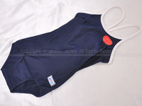 L1207-60■新品 DIVER アートロン 白パイピング 女子スイミングスポーツ水着 紺×白 110