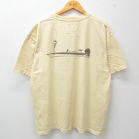 XL/古着 コロンビア 半袖 ブランド Tシャツ メンズ 釣り ワンポイントロゴ 大きいサイズ コットン クルーネック 薄黄系 イエロー 23jun08