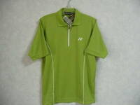 新品 YONEX ヨネックス メンズS ハーフジップ半袖スポーツシャツ ポロシャツ ライム 身長160-170cm 胸囲80-88cm ラン二ング テニス ゴルフ