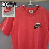 1円出品　90s 90年代 ビンテージ NIKE ナイキ 赤 ゴツナイキ 銀タグ 白タグ　ロゴプリント シングルステッチ　Tシャツ USA製 USA 古着