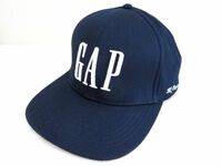 GAPギャップオールドロゴ仕様 6パネルバックスナップキャップ 野球帽子 ネイビー　フラットタイプ