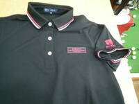 23区・お洒落な半袖ポロシャツ・黒/ピンク・サイズⅢ・美品です！