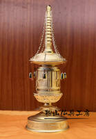 「松山仏具工房出品」舎利入れ　丸塔　真鍮製 消金メッキ 全高約34cm 