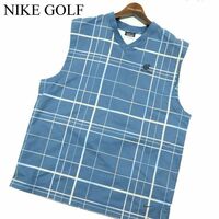 NIKE GOLF ナイキ ゴルフ 通年 刺繍★ Vネック チェック ベスト Sz.S　メンズ　A3T00234_1#F