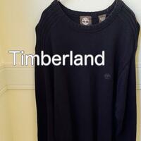 90s ティンバーランド　コットンニット　セーター　刺繍　M 黒