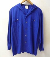 ◆A/T ATURO TAYAMA レーヨン シャツ フーデット　シャツ パーカー ブルー
