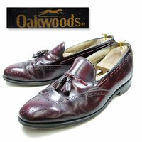12D表記　30cm相当　Oakwoods　オークウッド　タッセルローファー　ウィングチップ　レザー　革靴　ドレスシューズ　バーガンディ　/U9045