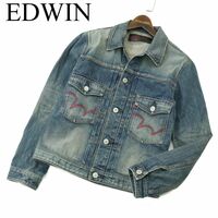 EDWIN エドウィン G10081 EDGE OF BLUE JEANS 通年 USED加工★ デニム ジャケット Gジャン Sz.M　メンズ　A3T09988_9#O