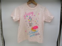 AN256★MILK/ミルク 半袖Tシャツ ドーナツモチーフ ピンク ラバー加工 はがれ有り 古着 中古品