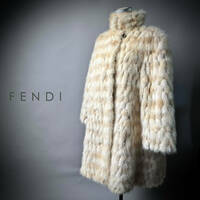 ヴィンテージ FENDI ２トーンカラーミンク リバーシブル ロングコート 着丈約90cm Ａライン フェンディ 毛皮コート 