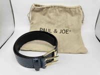 PAUL & JOE ポール&ジョー レザーベルト 本革 フランス製 6775 ネイビー 紺 パイソン ヘビ 保存袋付き