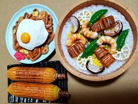 エイコー プライズ miniature GOHAN ３種セット 送料込み ちらし寿司 焼きそば 焼きとうもろこし 食品サンプル ミニチュア