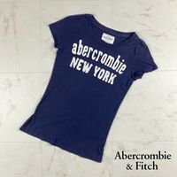 Abercrombie アバクロンビー ロゴ刺繍半袖Tシャツ トップス レディース 紺 ネイビー サイズM*GC1128