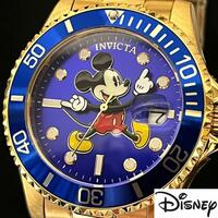 【Disney】INVICTA/新品未使用/ミッキー マウス/メンズ（レディース）腕時計/男性（女性）用/ディズニー/Mickey/お洒落/ブルー.ゴールド色
