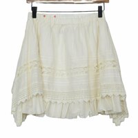DOLLYGIRL BY ANNA SUI★レース付きミニスカート　可愛い　Mサイズ　ゴムスカート　ホワイト系 b8240
