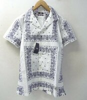 ◆TMT ティーエムティー 新品タグ付き ペイズリー 刺繍　オープンカラー 半袖 シャツ サイズＭ 白　ホワイト
