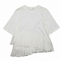 クロエ CHLOE Tシャツ ガーゼ素材 ティアード フリル ペプラムシルエット 半袖 五分袖 プルオーバー XS 白 WHITE WARDROBE/レディース