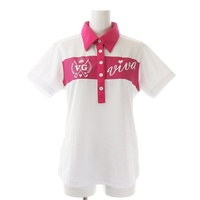 ビバハート VIVA HEART GIRL GOLF ゴルフ ポロシャツ カットソー 半袖 ロゴ プリント XL 白 ホワイト ピンク /WM レディース
