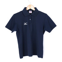 ミズノ 半袖ポロシャツ 無地 ワンポイントロゴ ゴルフウエア 日本製 レディース Mサイズ ネイビー Mizuno