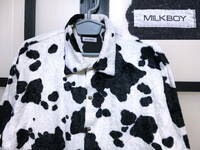 90s ミルクボーイ ホルスタイン柄 フェイクファー シャツ / 90年代 MILKBOY 牛柄 アニマル系
