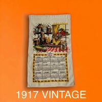 希少 1917年製 アメリカン アンティーク ファブリック カレンダー VINTAGE antique 布 生地 ビンテージ 輸入 雑貨 古着 アメリカ購入