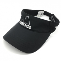【超美品】アディダス サンバイザー 黒×白 立体ロゴ刺しゅう ONE SIZE ゴルフウェア adidas
