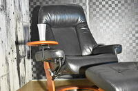 新品セミアニリン仕上げ本革パーソナルチェアBK色テーブル付オットマン付リクライニング1Pソファ椅子チェアおしゃれモダン北欧:NW76C03-KC