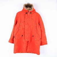 エーティー 中綿コート フードファー付き ロングコート ナイロンジャケット アウター 日本製 M相当 メンズ フリーサイズ オレンジ A/T