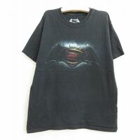 古着 半袖 Tシャツ キッズ ボーイズ 子供服 DCコミックス バットマン BATMAN スーパーマン コットン クルーネック 黒 ブラック 22aug18