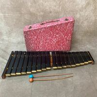 古い エテルナ 折りたたみ コンパクト 木琴 シロフォン 木製 楽器 レトロ ケース付 バチ付き 撥 現状品 錆 打楽器 天龍楽器