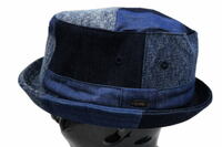 送料無料 RUBEN デニム ポークパイ ハット ネイビー ロールアップ メンズ レディース 男女兼用 帽子 サイズ調整可能 フリーサイズ