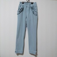 トロワラパン(KP)裾リボン ポケットフリル パンツ 140 水色