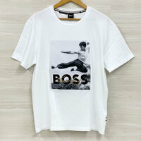 【HA888】美品　BOSS / ボス　BRUCE LEE / ブルースリー フォトアートワーク ジェンダーニュートラル Tシャツ　白　メンズ M