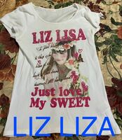 ティシャツ Tシャツ ★Liz Lisa リズリザ ★ 半袖 白 ホワイト 蝶々 花柄 薔薇 ピンク ロゴ