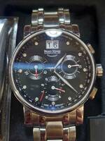 腕時計 クオーツ グラスヒュッテ ブルーノゾンレー クロノグラフ フルオリジナル 純正品 美品 正常可動 12P ダイヤモンド ダイヤル 
