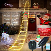 LEDイルミネーションライト 梯子サンタ 228球 ウォームホワイト IP54防水 13種の点灯パターン ソーラー&USB充電 クリスマス電飾 雰囲気照明