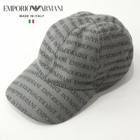 参考価格￥19,800- 美品 イタリア製 EMPORIO ARMANI エンポリオアルマーニ モノグラム ヘリンボーン キャップ デニム
