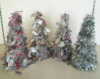 早割り【美品】■クリスマスツリー ミニツリー２種類★４個セット[高さ 約２５ｃｍ]モール素材■クリスマス インテリア ディスプレイ 卓上