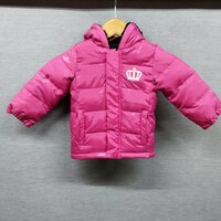 K559 BABY DOLL 中綿 ジャケット 80 ピンク フーデット ロゴ クラウン キッズ アウター 女の子 子供服 ジップアップ 防寒 ベビードール