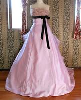 FANCY後ろ姿が美しい高級ウエディングドレス9号11号M~Lサイズピンクパープルカラードレス編み上げ調節可能
