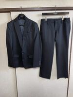 【良品】【セットアップ】 ATO アトウ セットアップ スーツ テーラードジャケット + スラックス ブレザー パンツ BLACK 46 ブラック 黒色