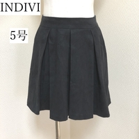 INDIVI 小さいサイズ キュロットスカート ブラック 5号 フェイクスウェード 冬
