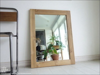 チーク総無垢 ミラーN80 鏡 壁掛けミラー 新品 壁掛け鏡 ナチュラル 木目 シンプル 手作り ハンドメイド 銘木家具 W60xH80cm