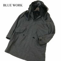 BLUE WORK ブルーワーク トゥモローランド ビッグ フード★ ウール100％ コート Sz.1　メンズ グレー　C3T11227_C#N