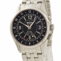 【3年保証】 ヴァルカン クリケット アビエーター デュアルタイム 100105.020M 黒 GMT アラーム 手巻き メンズ 腕時計