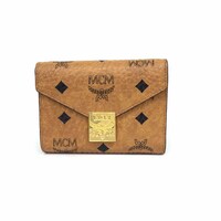 良好◆MCM エムシーエム トレイシー 三つ折り財布◆ ブラウン レザー レディース ウォレット 服飾小物